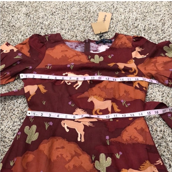 Princess Highway Country Roam Take Me Home Horse Midi Dress Brown AU 8 US 4 West - Picture 16 of 16